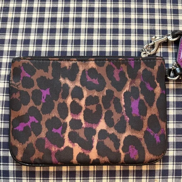 Coach Ocelot Print Wristlet with Purple Accent - Picture 4 of 7
